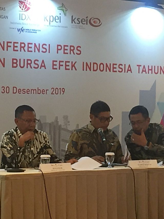 Konferensi Pers Penutupan Perdagangan Bursa Efek Indonesia tahun 2019 di Gedung BEI, Jakarta, Senin (30/12). Foto: Nurul Nur Azizah/kumparan