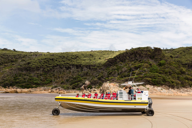 Kapal amfibi untuk berlayar di Wilson Promontory National Park, Australia.