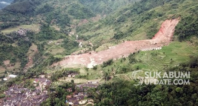 Hasil jepretan drone di lokasi longsor di Cisolok, Sukabumi. | Sumber Foto:Komunitas Drone Sukabumi