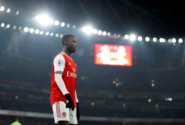 Nicolas Pepe gemilang di laga Arsenal kontra Manchester United. Foto: Action Images via Reuters/John Sibley