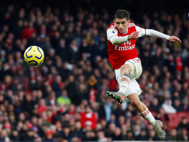 Lucas Torreira, pemain Arsenal. Foto: REUTERS/Eddie Keogh