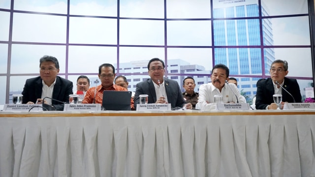 Konferensi pers terkait koordinasi BPK RI dengan kejaksaan agung perihal pemeriksaan asuransi Jiwasraya, Rabu (8/1). Foto: Helmi Afandi/kumparan