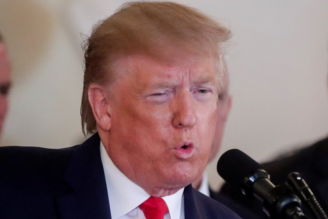 Presiden Donald Trump dalam keterangannya terkait serangan roket Iran Foto: Reuters