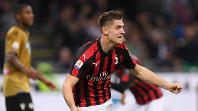 Piatek merayakan gol ke gawang Udinese. Foto: REUTERS/Daniele Mascolo