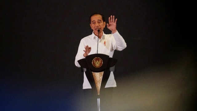 Presiden Joko Widodo pada Pelantikan Badan Pengurus Pusat Himpunan Pengusaha Muda Indonesia (HIPMI), Jakarta, Rabu (15/1/2020). Foto: Fanny Kusumawardhani/kumparan