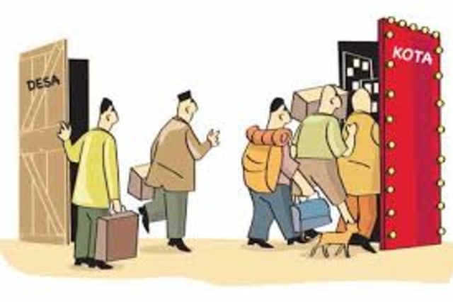 Ilustrasi Pemuda Desa Berbondong-bondong ke Kota
