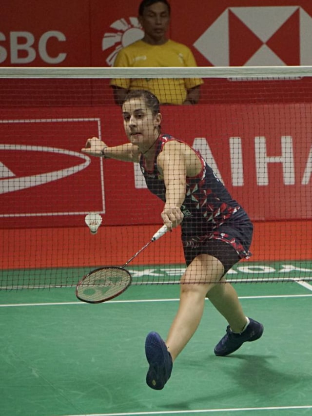 Carolina Marin saat berlaga dalam ajang Indonesia Masters 2020, Sabtu (18/1). Foto: Iqbal Firdaus/kumparan