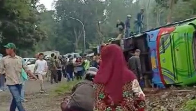 Bus Pariwisata kecelakaan di Subang, 6 orang meninggal. Foto: Dok. Istimewa