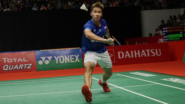 Marcus Fernaldi Gideon pada partai final Indonesia Masters 2020 di Istora Senayan, Jakarta.  Foto: Jamal Ramadhan/kumparan 
