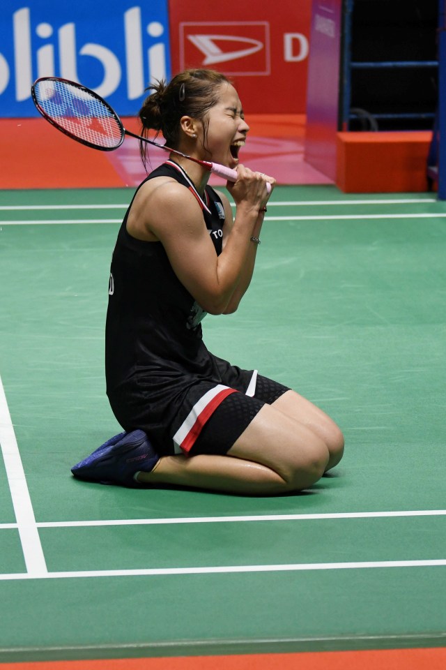 Tunggal putri Thaliand Ratchanok Intanon pada partai final Indonesia Masters 2020 di Istora Senayan, Jakarta. Foto: ANTARA FOTO/Aditya Pradana Putra