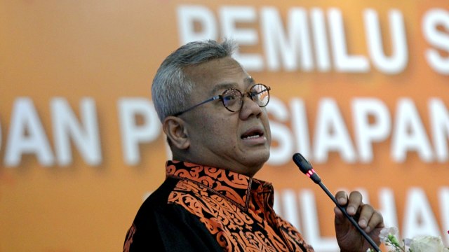 Ketua KPU, Arief Budiman, pada Refleksi Pemilu 2019 dan Persiapan Pemilu 2020 di Ruang Sidang KPU, Jakarta, Rabu (22/1/2020). 
 Foto: Nugroho Sejati/kumparan