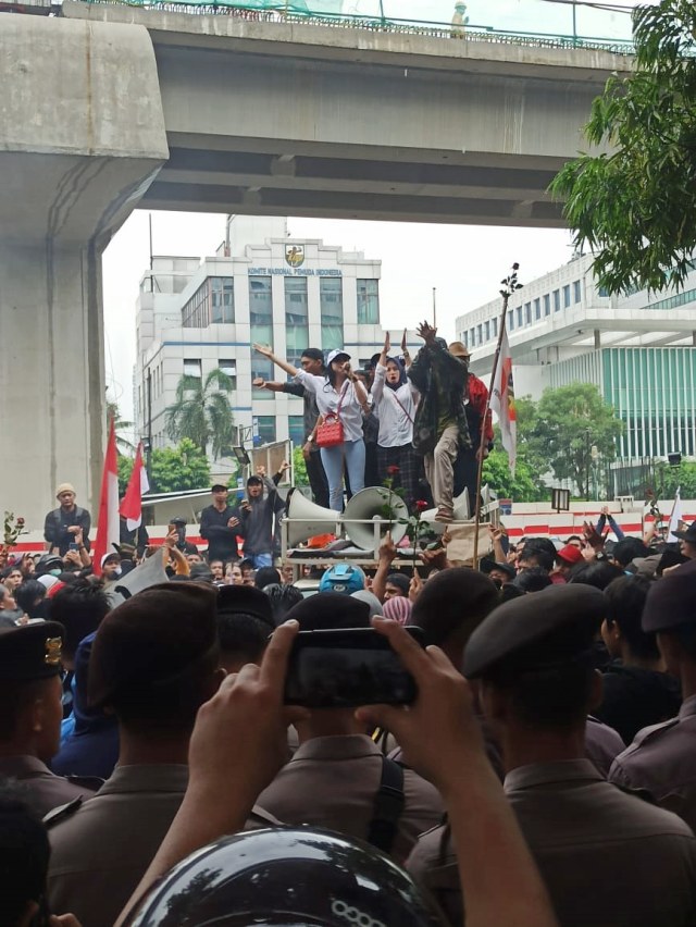Aksi massa Tanjung Priok di Rasuna Said, Jakarta Selatan, Rabu (22/1). Foto: Helmi Afandi Abdullah/kumparan