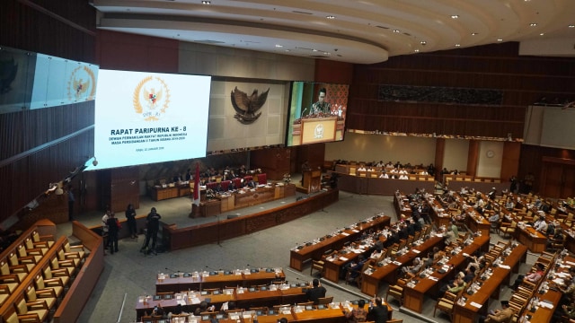 Suasana Rapat Paripurna Ke-8 DPR RI Masa Persidangan II Tahun Sidang 2019-2020 di Kompleks Parlemen, Senayan, Jakarta, Rabu (22/1). Foto: Irfan Adi Saputra/kumparan