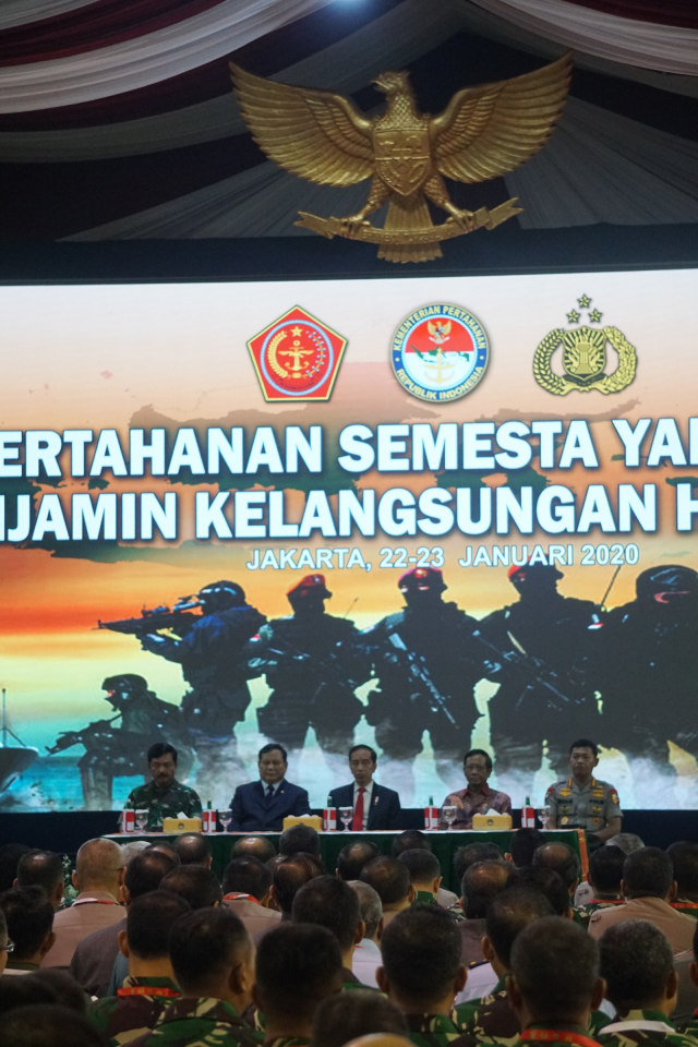 Presiden Joko Widodo menghadiri rapim Kementrian Pertahanan, TNI, dan Polri tahun 2020, Jakarta, Kamis (23/1/2020). Foto: Irfan Adi Saputra/kumparan