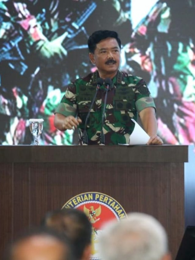 Panglima TNI Marsekal Hadi Tjahjanto saat Rapat Pimpinan Kementerian Pertahanan (Rapim Kemhan) tahun 2020 di Kemhan RI. Foto: Dok. Puspen TNI