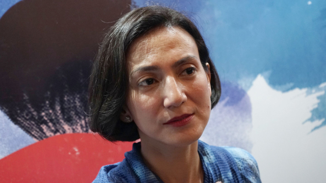 Wanda Hamidah saat hadir di konferensi pers film #berhentidikamu di kawasan Warung Buncit, Jakarta, Kamis, (30/1).  Foto: Ronny