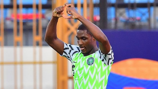 Penyerang Manchester United, Odion Ighalo, ketika membela Timnas Nigeria.  Foto: Giuseppe CACACE / AFP
