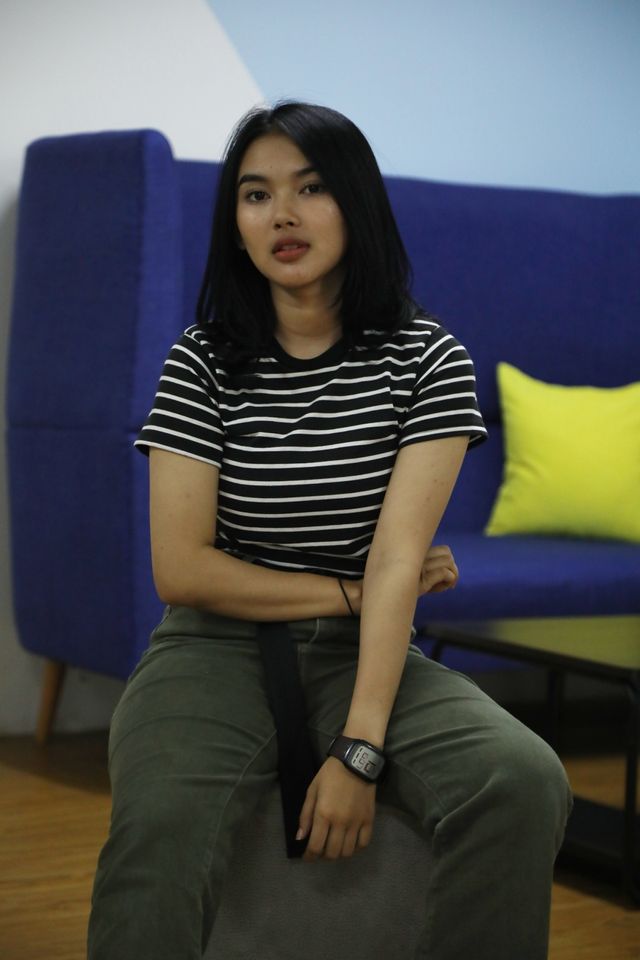 Penyanyi Shakira Jasmine, saat berkunjung ke kantor kumparan, Kamis (6/2). Foto: Faisal Rahman/kumparan