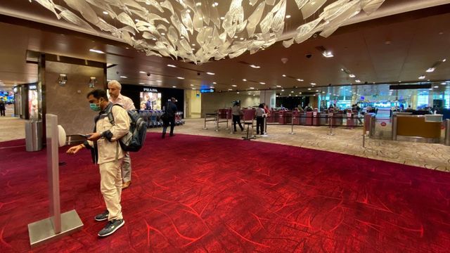 Suasana sepi di Changi Airport Singapura. Foto: Twitter/ @ChangiAirport