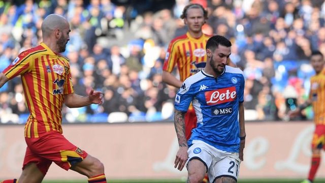 Matteo Politano beraksi di laga kontra Lecce. Foto: SSC Napoli