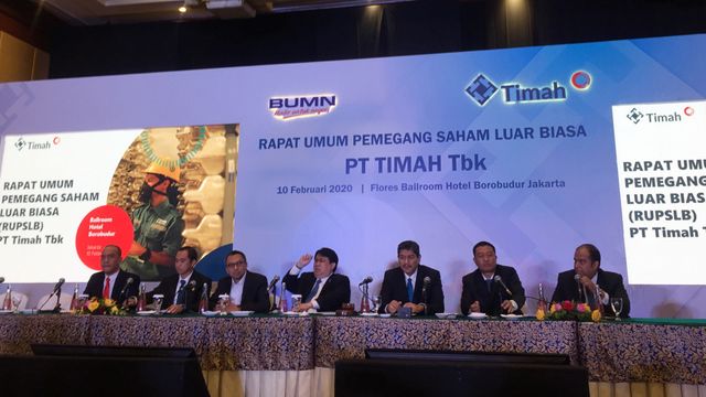 RUPSLB PT Timah (Persero) Tbk di Hotel Borobudur, Jakarta, Senin (10/2). Foto: Abdul Latif/kumparan