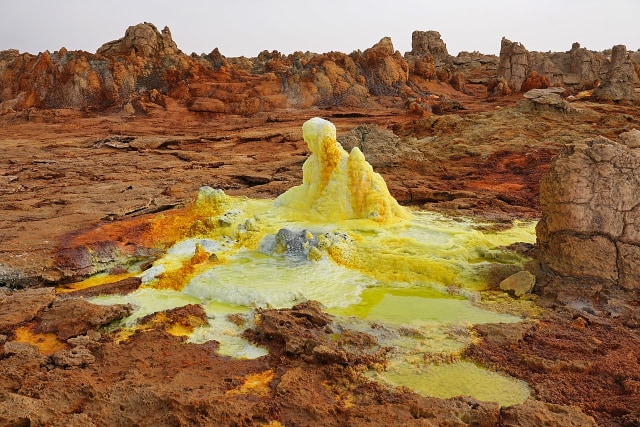 Belerang di Gunung berapi Dallol. Dok: Wikimedia