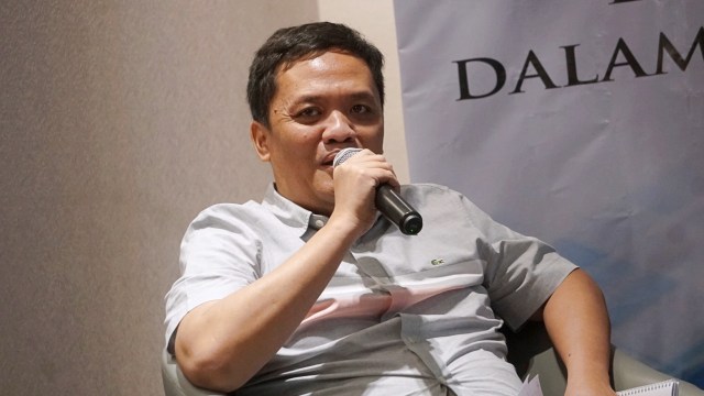 Anggota DPR Fraksi Gerindra Habiburokhman dalam diskusi “Evaluasi Publik dan Isu-isu Nasional Dalam 100 Hari Jokowi-Amin”. Foto: Fanny Kusumawardhani/kumparan