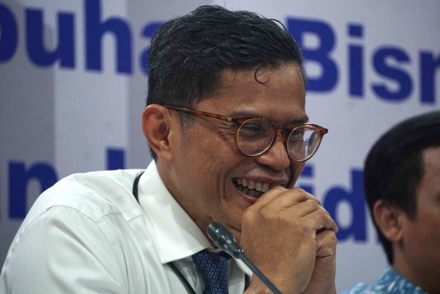 Direktur Utama Bank BTN Pahala N Mansury tersenyum saat pemaparan Bank BTN tentang menjaga pertumbuhan bisnis. Foto:  Irfan Adi Saputra/kumparan