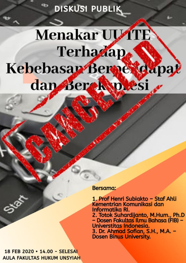Pengumuman pembatalan diskusi. Dok. KontraS Aceh