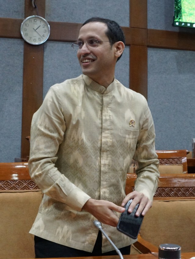 Menteri Pendidikan dan Kebudayaan Nadiem Makarim saat menghadiri rapat kerja dengan komisi X di Gedung DPR RI, Senayan, Jakarat, Kamis (20/2). Foto: Helmi Afandi Abdullah/kumparan
