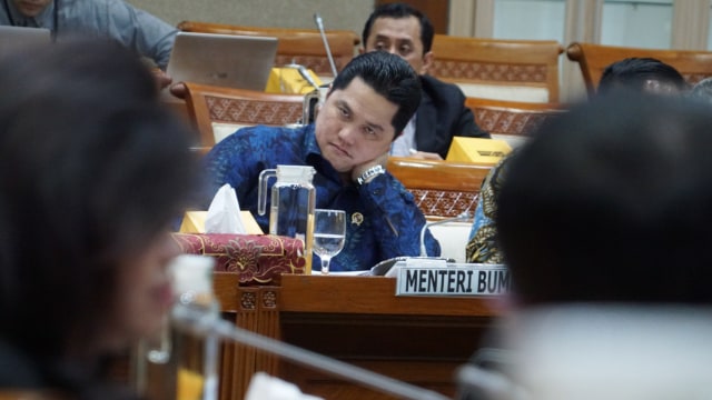 Menteri BUMN Erick Thohir saat rapat kerja dengan Komisi VI DPR RI. Foto: Helmi Afandi Abdullah/kumparan