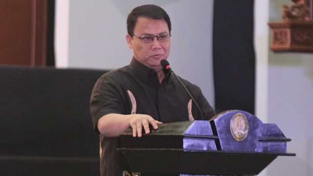 Wakil Ketua MPR RI, Ahmad Basarah memberikan sambutan di acara sosialisasi 4 pilar dan cerdas cermat MPR RI, Sabtu (22/2). Foto: Nugroho Sejati/kumparan