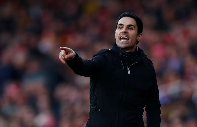 Ekspresi Mikel Arteta, pelatih Arsenal.. Foto: REUTERS/Eddie Keogh