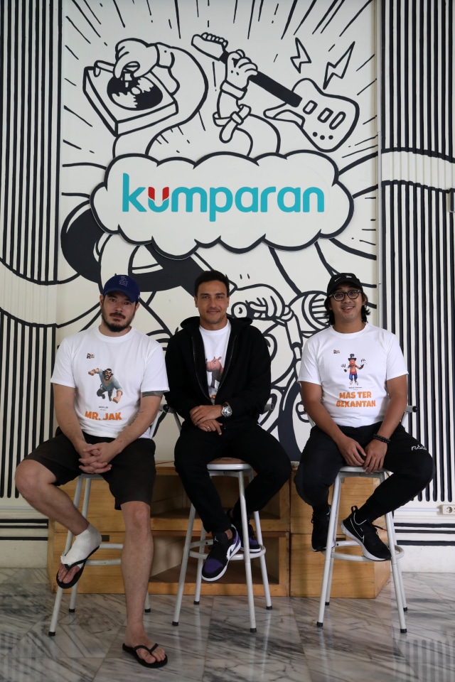 Zack Lee (kiri), Hamish Daud (tengah), Dimas Danang, saat berkunjung ke kumparan. Foto: Irfan Adi Saputra/kumparan