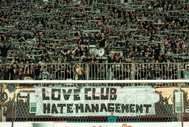 Aksi Protes Suporter PSS Sleman. Foto: Sosial Media Suporter PSS (Brigata Curva Sud).