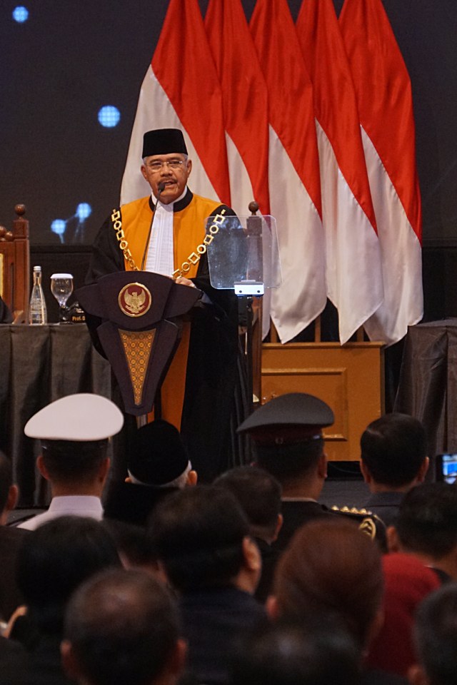 Ketua Mahkamah Agung Muhammad Hatta Ali saat laporan tahunan MA. Foto:  Fanny Kusumawardhani/kumparan