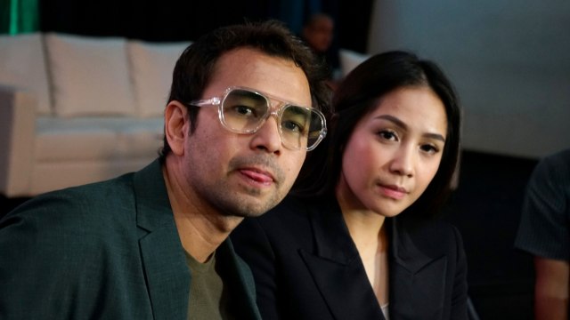 Artis Raffi Ahmad dan Nagita Slavina saat ditemui di acara Raffi Is Back di kawasan Gatot Subroto, Jakarta, Rabu, (26/2/2020). Foto: Ronny