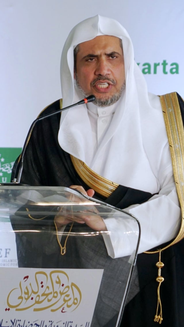 Sekretaris Jenderal Liga Muslim Dunia Muhammad bin Abdul Karim Issa pada groundbreaking Museum International Sejarah Nabi dan Peradaban Islam. Foto: Helmi Afandi/kumparan