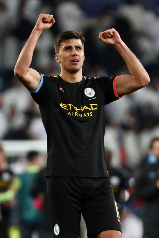 Pemain Manchester City Rodri berselebrasi usai mencetak gol ke gawang Real Madrid. Foto: REUTERS/Sergio Perez