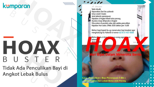 Hoax Buster tidak ada penculikan bayi di angkot Lebak Bulus Foto: kumparan