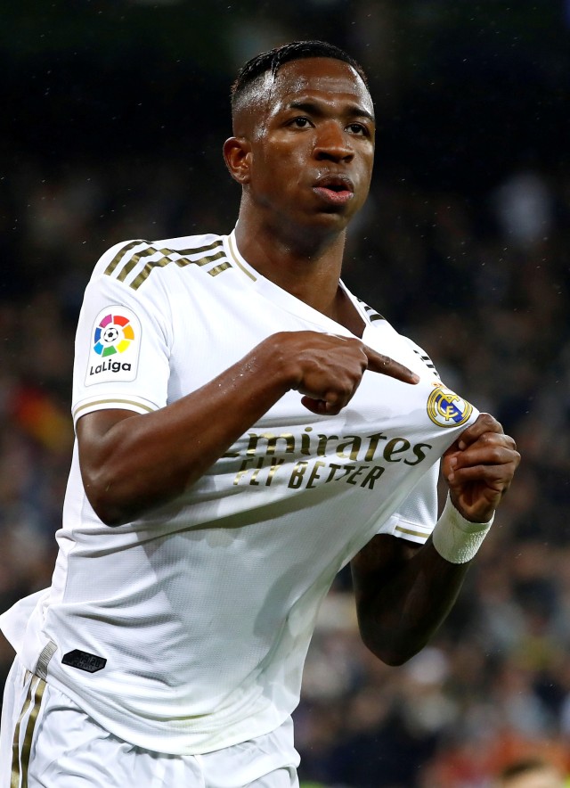Vinicius Junior saat bertanding melawan Barcelona di Santiago Bernabeu, Madrid, Spanyol. Foto: REUTERS/Juan Medina