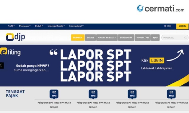 Cara Lapor SPT Tahunan Pakai Single Login di Situs www.pajak.go.id