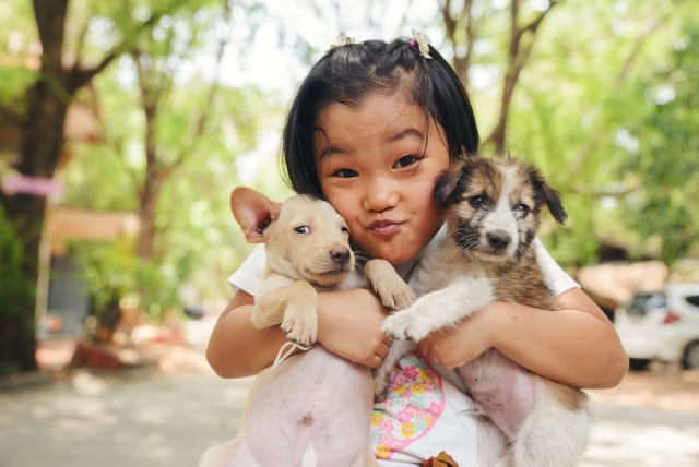 com-Ilustrasi anak menggendong hewan peliharaannya Foto: shutterstock