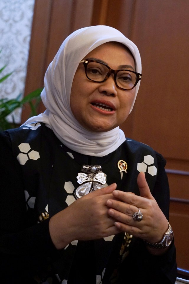 Menteri Ketenagakerjaan, Ida Fauziyah saat melakukan pertemuan dengan tim kumparan, Jumat (6/3). Foto: Jamal Ramadhan/kumparan