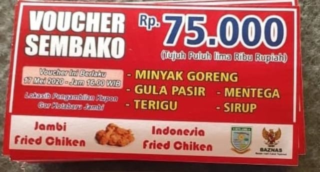 Modus penipuan voucher palsu mengatasnamakan Pemkot dan Baznas Kota Jambi. Foto: Ist
