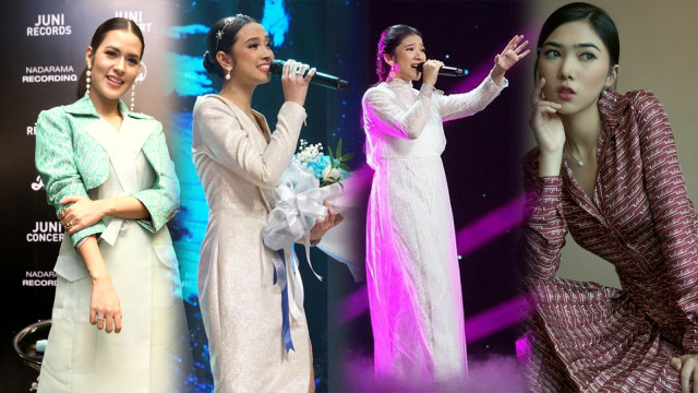 Raisa, Lyodra, Tiara dan Isyana Sarasvati. Foto: Ronny Instagram/@lyodraofficial/lyodraofficial dan Norman Fideli.