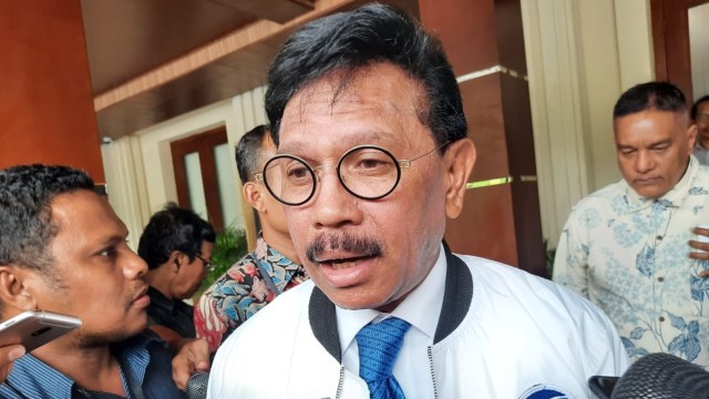 Menkominfo Johny G Plate di Kemenkopolhukam, Jakarta, Selasa (10/3). Foto: Ricky Febrian/kumparan