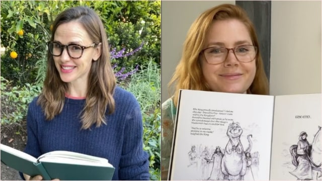 Amy Adams dan Jennifer Garner membacakan buku cerita untuk anak-anak imbas virus corona. Foto: Ig @savewithstories