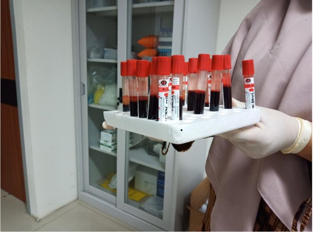 Petugas Dinkes DKI Jakarta membawa sejumlah darah untuk rapid test massal saat mewabahnya virus corona. Foto: Dok. Pemprov DKI Jakarta