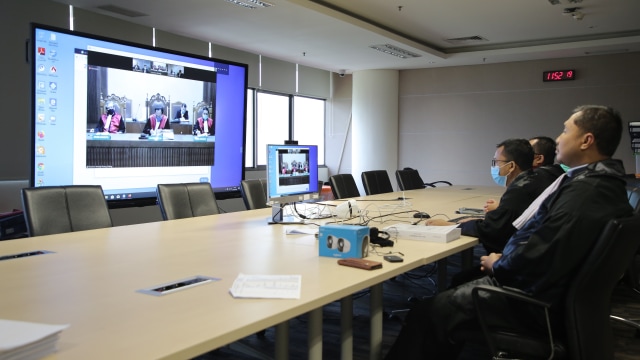 Suasana sidang tuntutan eks anggota DPR Sukiman secara online. Foto: Dok. Humas KPK